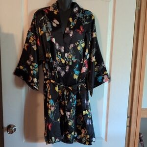 Butterfly Satin Kimono Robe With Matching Slip
